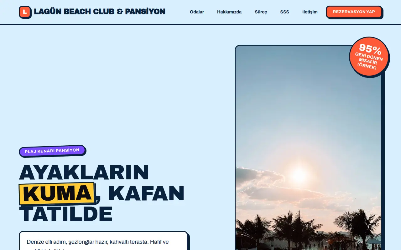 Butik Şehir Oteli Web Sitesi — Lagün Beach Club & Pansiyon